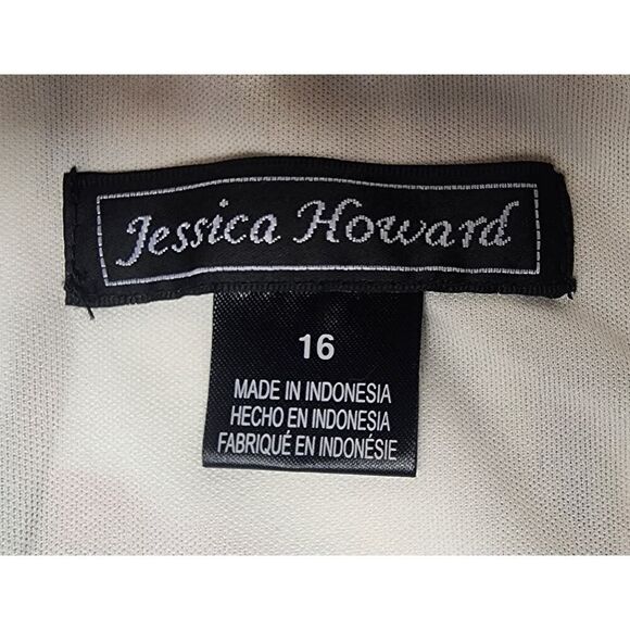 Jessica Howard Printed Floral Tiered Dress Ivory Size 16 Color Cream/Pink - Picture 13 of 14